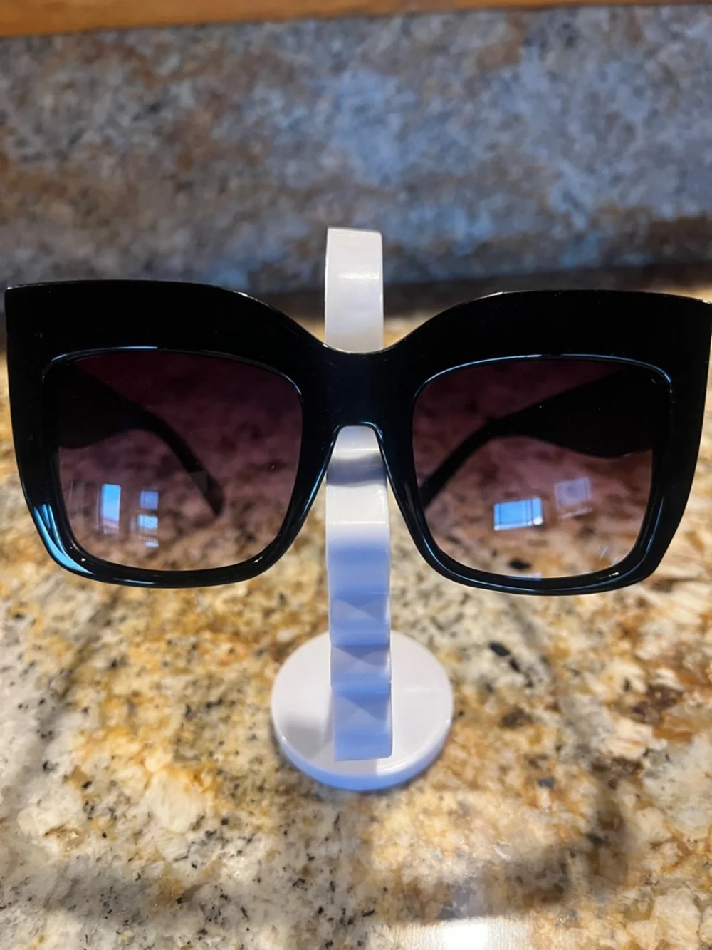 Black Oversized Square Sunglasses with Gradient Lenses